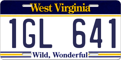 WV license plate 1GL641