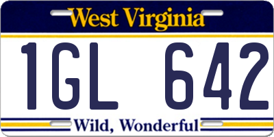 WV license plate 1GL642
