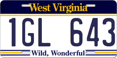 WV license plate 1GL643