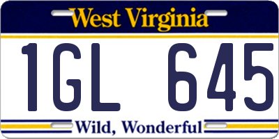 WV license plate 1GL645