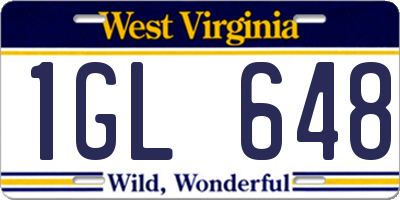 WV license plate 1GL648