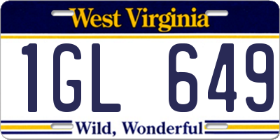 WV license plate 1GL649