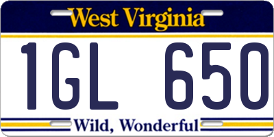 WV license plate 1GL650
