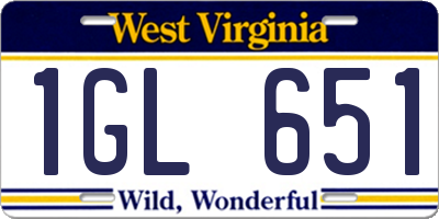 WV license plate 1GL651