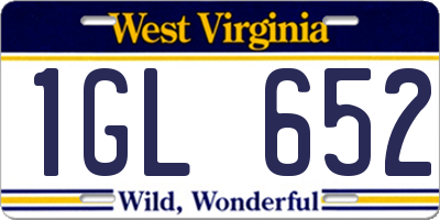 WV license plate 1GL652