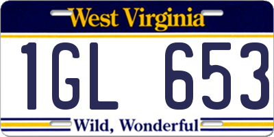 WV license plate 1GL653