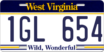 WV license plate 1GL654