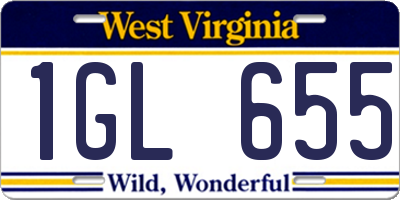 WV license plate 1GL655