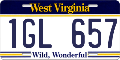 WV license plate 1GL657