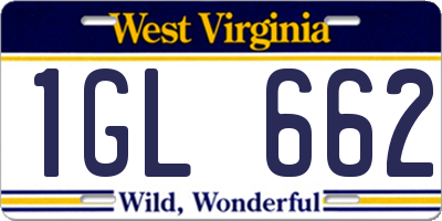 WV license plate 1GL662