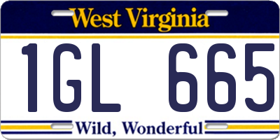 WV license plate 1GL665