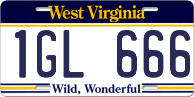 WV license plate 1GL666