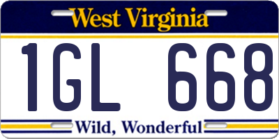 WV license plate 1GL668