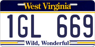 WV license plate 1GL669