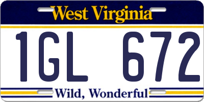 WV license plate 1GL672