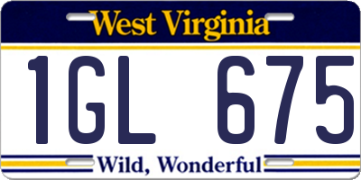WV license plate 1GL675