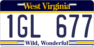 WV license plate 1GL677
