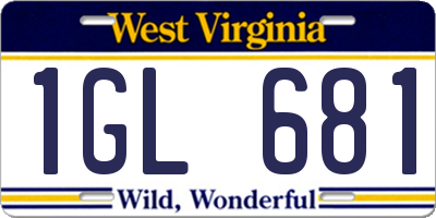 WV license plate 1GL681