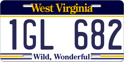 WV license plate 1GL682