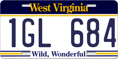 WV license plate 1GL684