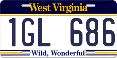WV license plate 1GL686