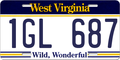 WV license plate 1GL687