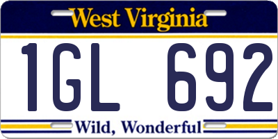 WV license plate 1GL692