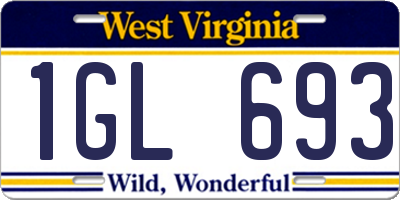 WV license plate 1GL693