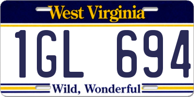 WV license plate 1GL694