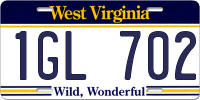 WV license plate 1GL702