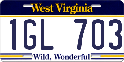WV license plate 1GL703