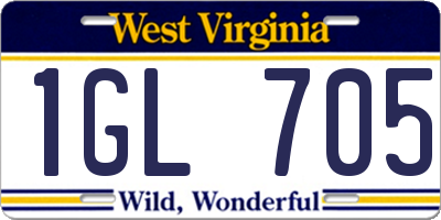 WV license plate 1GL705