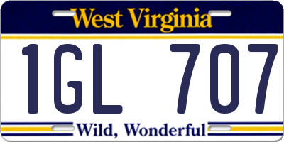 WV license plate 1GL707