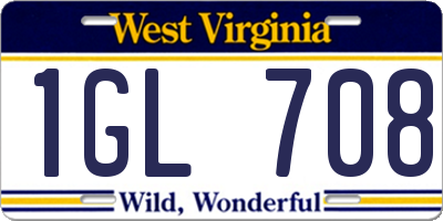 WV license plate 1GL708