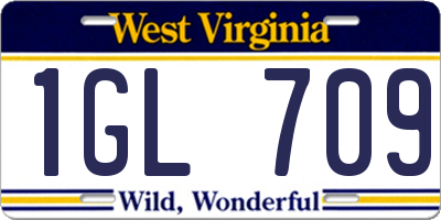 WV license plate 1GL709