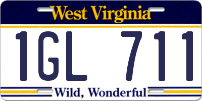 WV license plate 1GL711