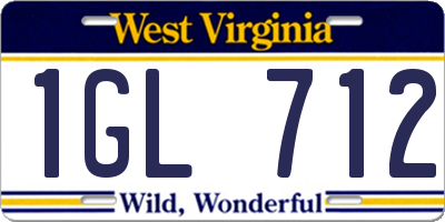WV license plate 1GL712