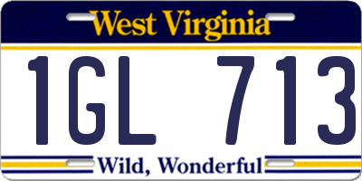 WV license plate 1GL713