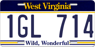 WV license plate 1GL714