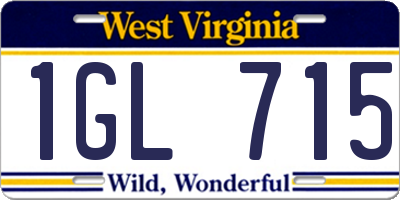 WV license plate 1GL715