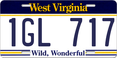WV license plate 1GL717
