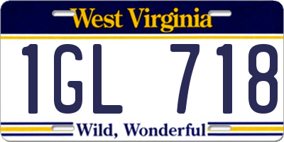 WV license plate 1GL718