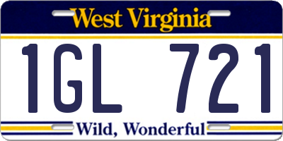 WV license plate 1GL721