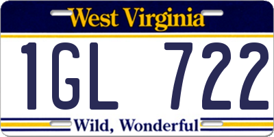 WV license plate 1GL722