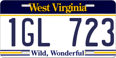 WV license plate 1GL723