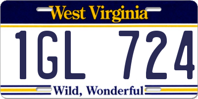 WV license plate 1GL724