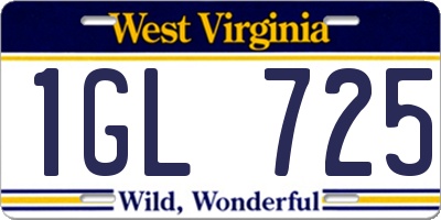 WV license plate 1GL725