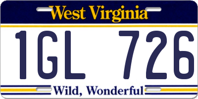 WV license plate 1GL726