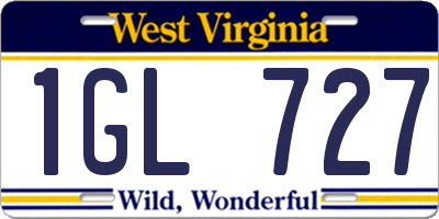 WV license plate 1GL727
