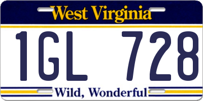 WV license plate 1GL728